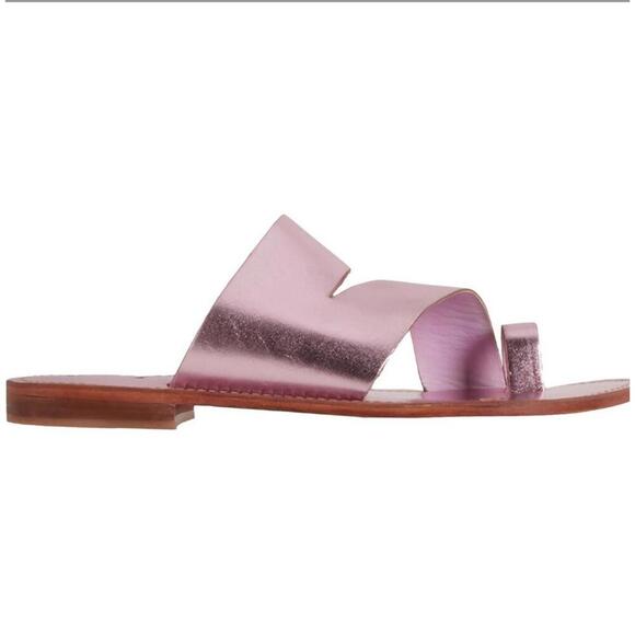 Free People Abilene Sandals Flats 8 EU 38 Pink Leather Slides - Picture 6 of 9